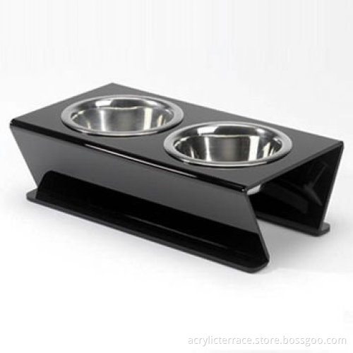 Black Acrylic double Pet Feeder, pet bowls
